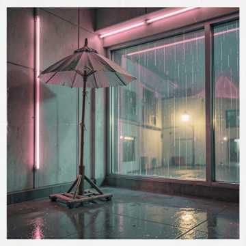 伞架上的晴雨