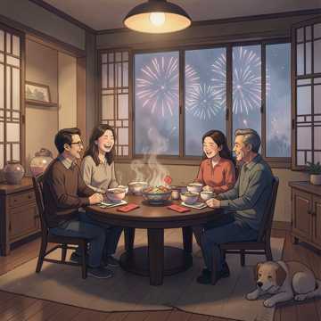 阖家围炉夜 爆竹暖红封