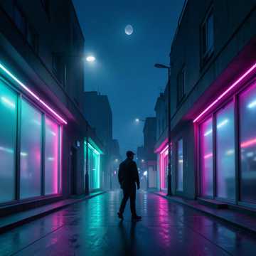 霓虹落单影