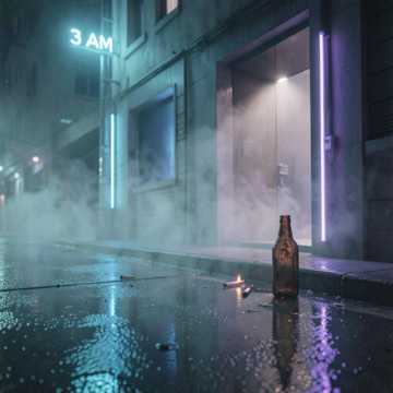 烟灰坠入空酒瓶
