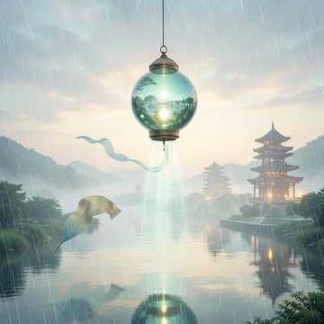 明珠立烟雨