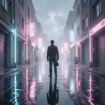 霓虹在雨里碎掉