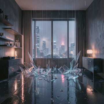 碎玻璃里听雨声