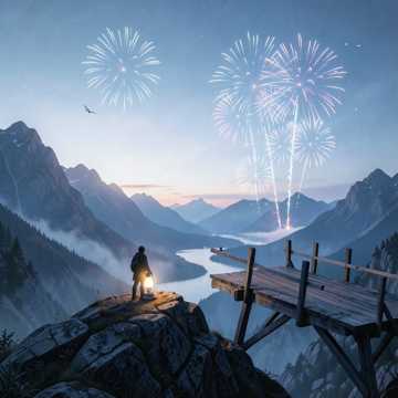 山里放烟火
