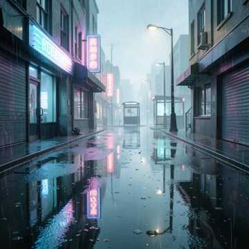 雨丝踩碎路灯