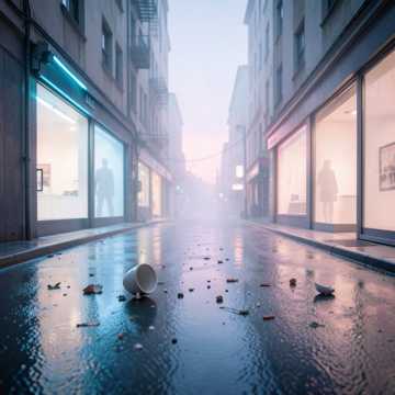 空杯摔碎在街上