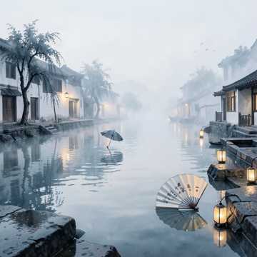 烟雨江南 水墨散