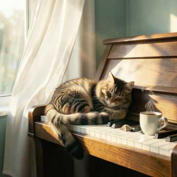 阳光敲窗散步的猫