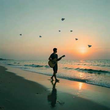 暮色浸海堤