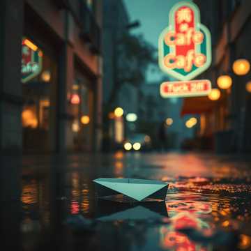纸飞机搁浅在雨季