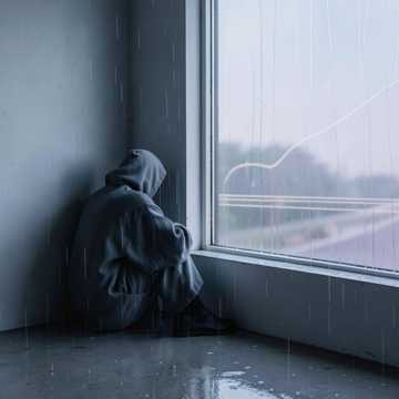 雨打角落