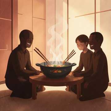 火锅边围坐的人