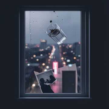 烟灰落进空酒杯