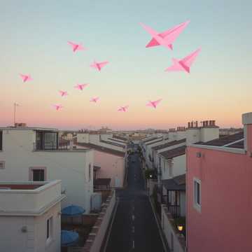 粉红汽泡纸飞机