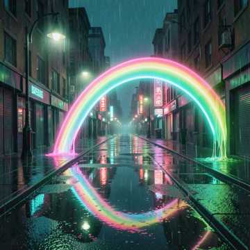 霓虹坠落人行道