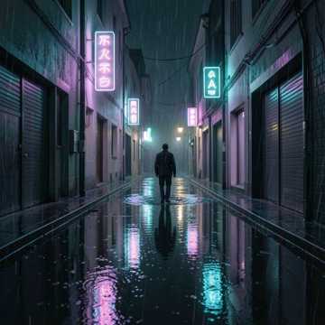 褪色巷灯里的雨声