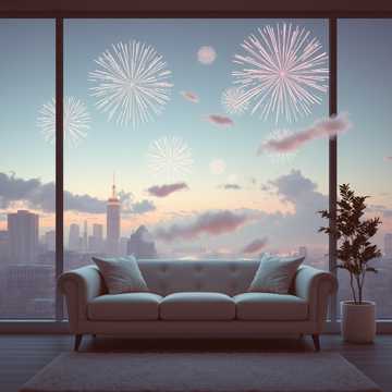 彩色烟火在微笑