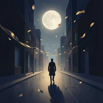 路灯下放倒流的落叶