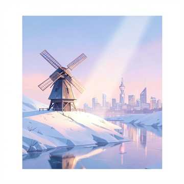雪山上的风车