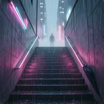 雨落楼梯口
