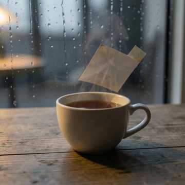 雨落在窗边