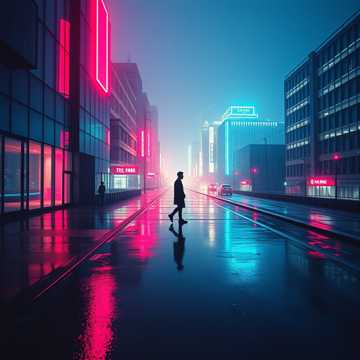 霓虹照影空