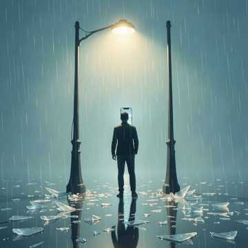 寂静雨中碎冰